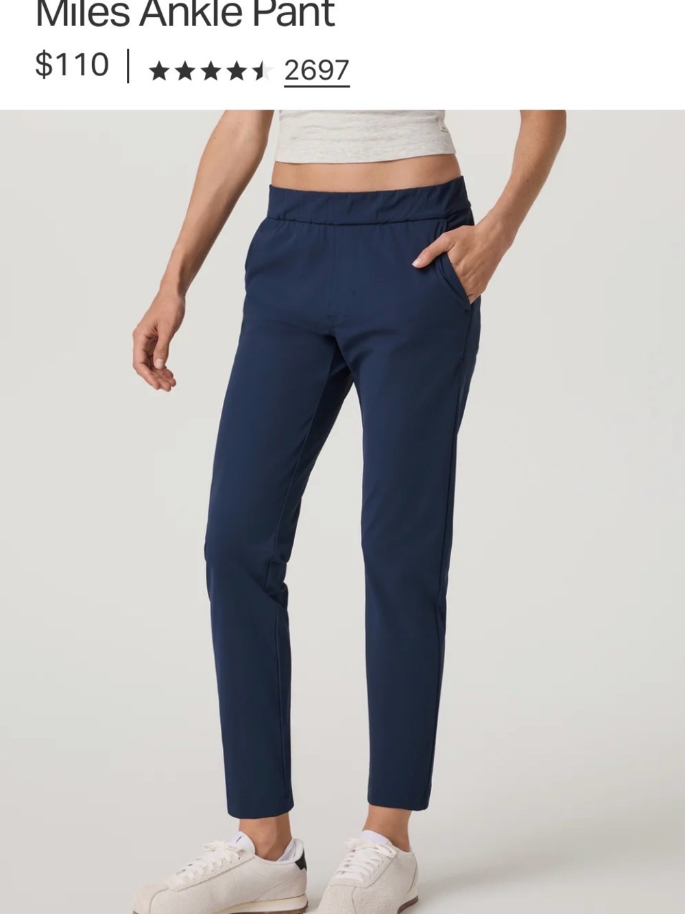 Vuori Miles Ankle Pant - Navy - XS NWT